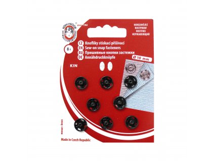 Kovová patentka 10mm černá 8ks vel. 2