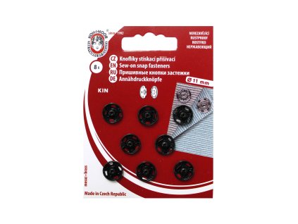 Kovová patentka 11mm černá 8ks vel. 3