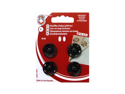 Kovová patentka - stiskací knoflík přišívací 19mm černý lak vel. 7