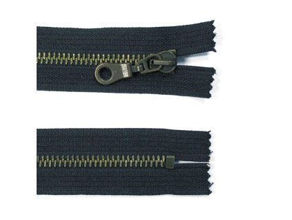 Kovový zip no.5 nerozepínací 18cm černý (staromosazné zoubky)