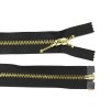 Kovový zip no.5 rozepínací  50cm černý (zlaté zoubky, přívěsek palcát)