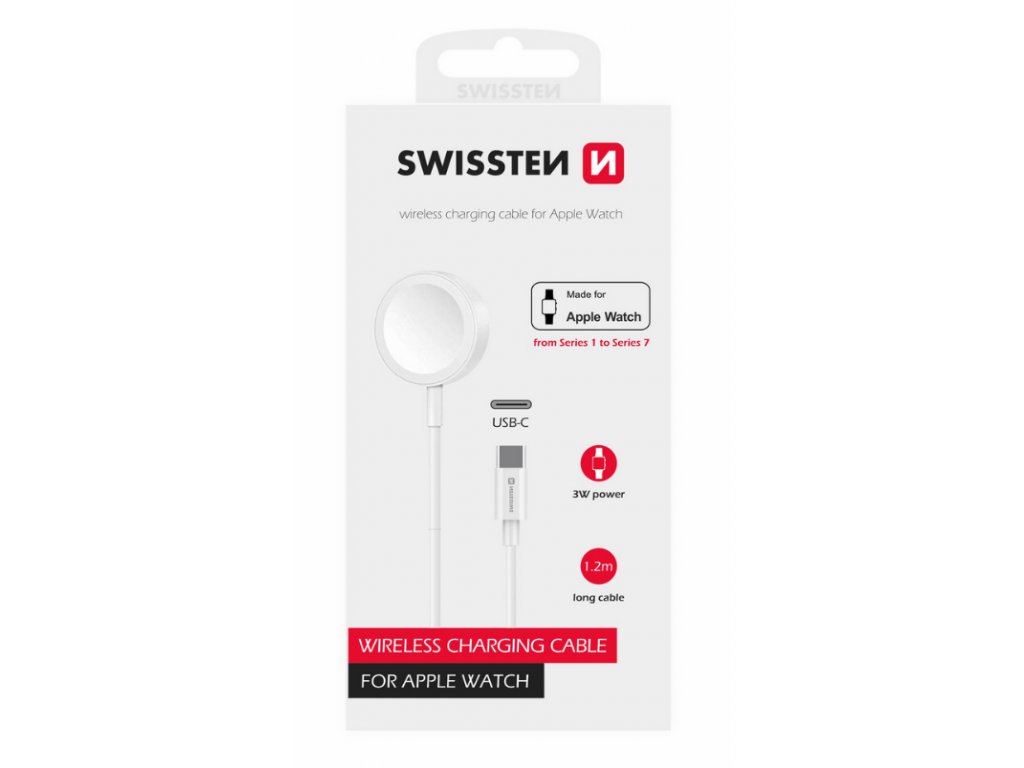 Swissten magnetická nabíječka pro Apple Watch, USB-C 1.2m