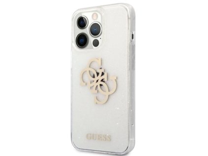Guess TPU Big 4G Full Glitter Zadní Kryt pro iPhone 13 Pro Transparent