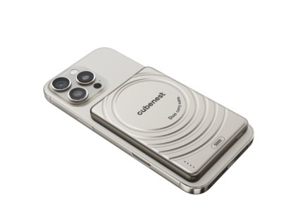 Cubenest Magnetická bezdrátová powerbanka SlimDual 5000 mAh S1B3D titanová