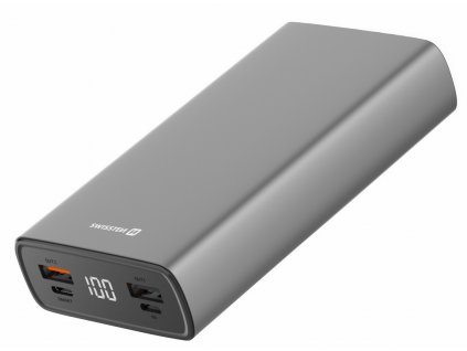 Swissten hliníková powerbanka 20000 mAh 20W Power Delivery šedá