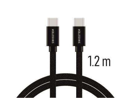 Swissten datový kabel textilní USB-C/USB-C 1.2m, černý