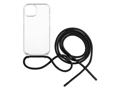 FIXED kryt Pure Neck s černou šňůrkou na krk pro iPhone 14 Čiré