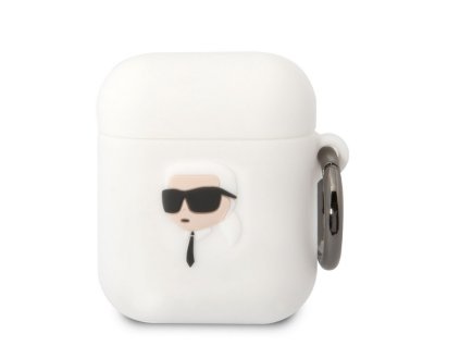 Karl Lagerfeld 3D Logo NFT Choupette TPU Pouzdro pro Airpods 1/2 White