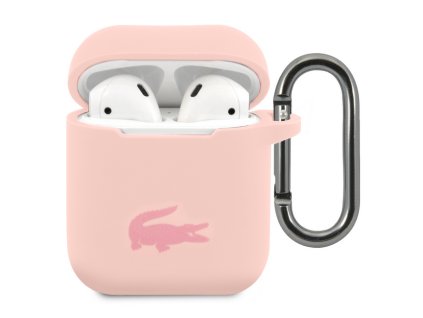 Lacoste Liquid Silicone Glossy Printing Logo Pouzdro pro Airpods 1/2 Pink