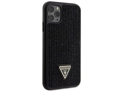 Guess Rhinestones Triangle Metal Logo Kryt pro iPhone 11 Pro Black