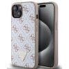 Guess PU Leather 4G Triangle Metal Logo Zadní Kryt pro iPhone 15 White