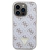 Guess PU Leather 4G Triangle Metal Logo Zadní Kryt pro iPhone 15 Pro White
