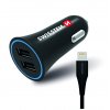 Swissten CL adaptér do zapalování 2,4A POWER 2x USB + Lightning kabel