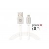 Swissten datový kabel Textile USB/Lightning 2m stříbrný