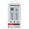 Swissten datový kabel Textile USB/Lightning 2m stříbrný
