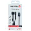 Swissten datový kabel Textile 3in1 MFi 1.2m černý