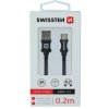 Swissten textilní datový kabel USB/USB-C 0.2m černý