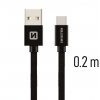 Swissten textilní datový kabel USB/USB-C 0.2m černý