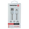 Swissten textilní datový kabel USB/USB-C 0.2m bílý