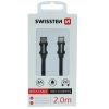 Swissten textilní datový kabel USB-C/Lightning 2m černý