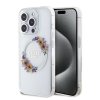 Guess PC/TPU Flowers Ring Glossy Logo MagSafe Zadní Kryt pro iPhone 15 Pro Transparent