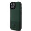 U.S. Polo PU Leather Mesh Pattern Double Horse Zadní Kryt pro iPhone 15 Green