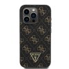 Guess PU Leather 4G Triangle Metal Logo Zadní Kryt pro iPhone 15 Pro Black