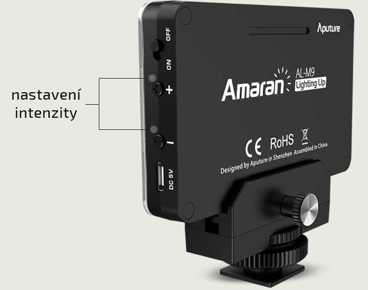film-technika-aputure-amaran-al-m9-opravdu-malé-kamerové-led-světlo-snadné-nastavení-intenzity