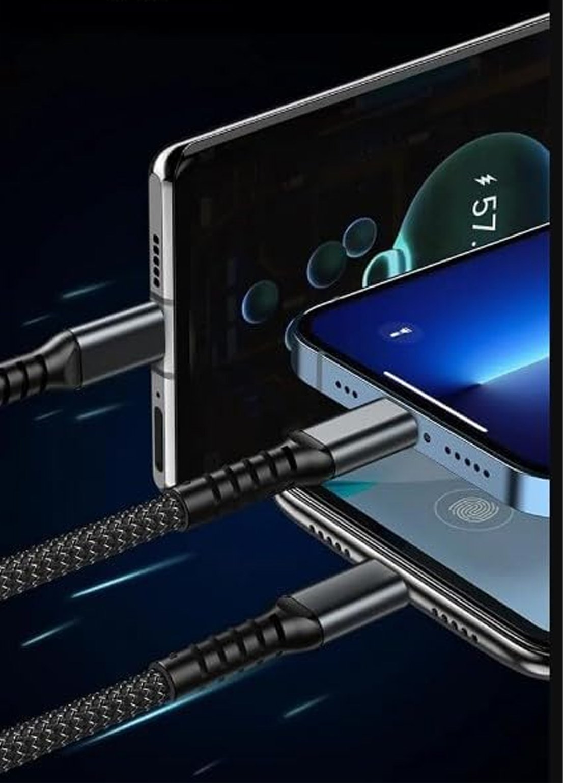 3v1 Multifunkční USB kabel 100W 2m pro rychlé nabíjení (USB-C, Lightning, Micro USB)