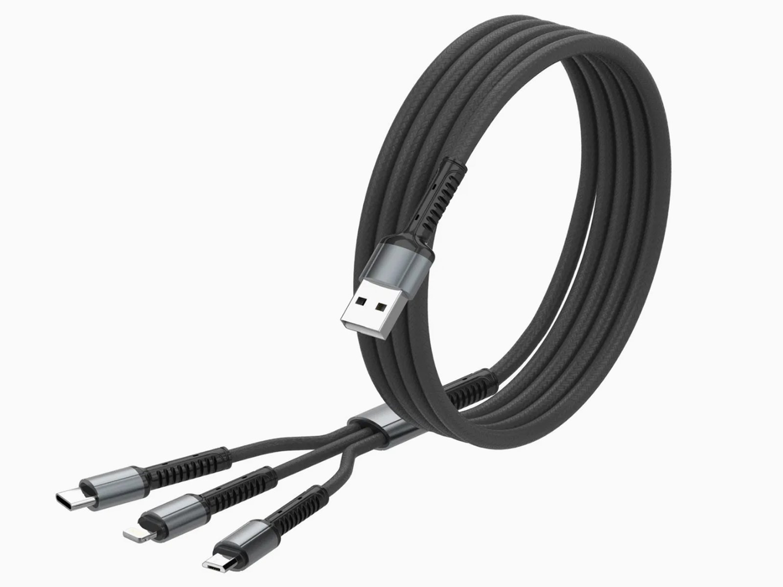 LDNIO LC93 3v1 rychlonabíjecí datový USB kabel - USB-C, Lightning, Micro USB (1,2 m)