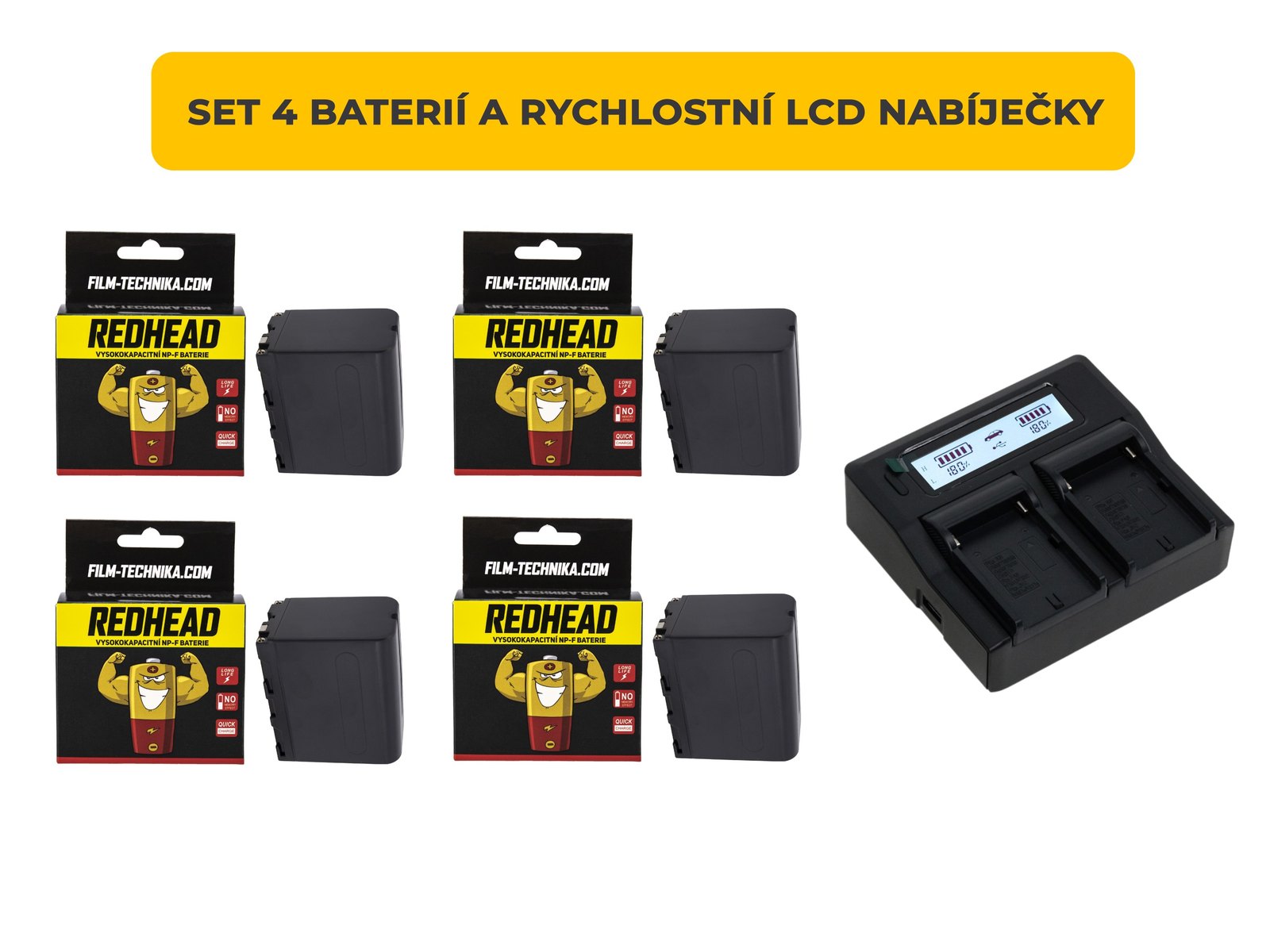 4× NP-F970 (7800 mAh) + rýchlonabíjačka pre batérie NP-FM50/F960