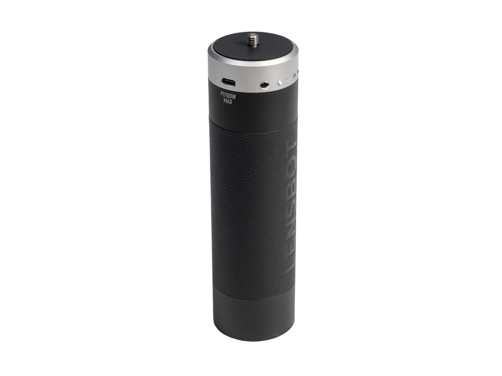 Batéria LENSBOT LS-99: skrutka 1/4", port USB-C, LED indikátory a kožená textúra