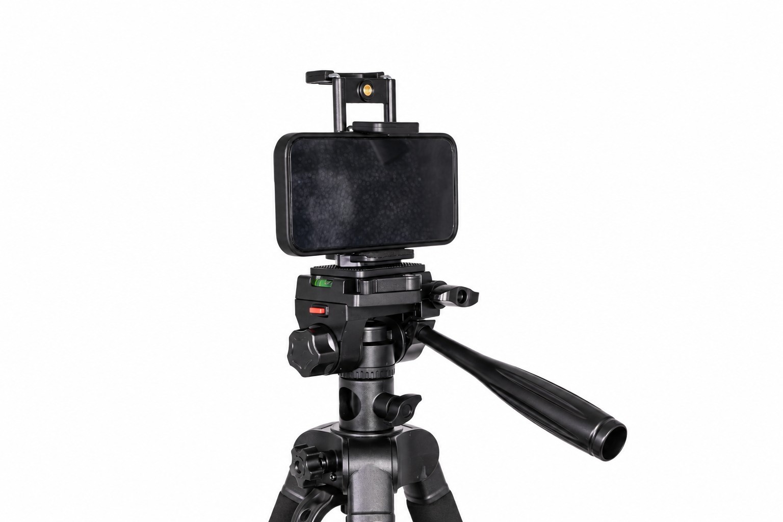 LENSBOT SE-180 – Beispiel der Smartphone-Befestigung; Smartphone nicht enthalten
