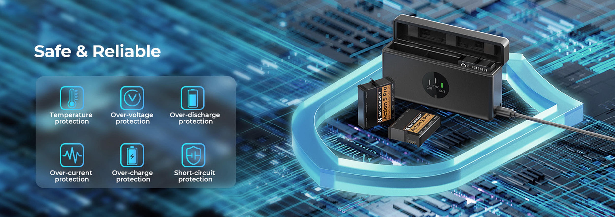 Přehled elektronických ochran nabíjecí sady K&F Concept