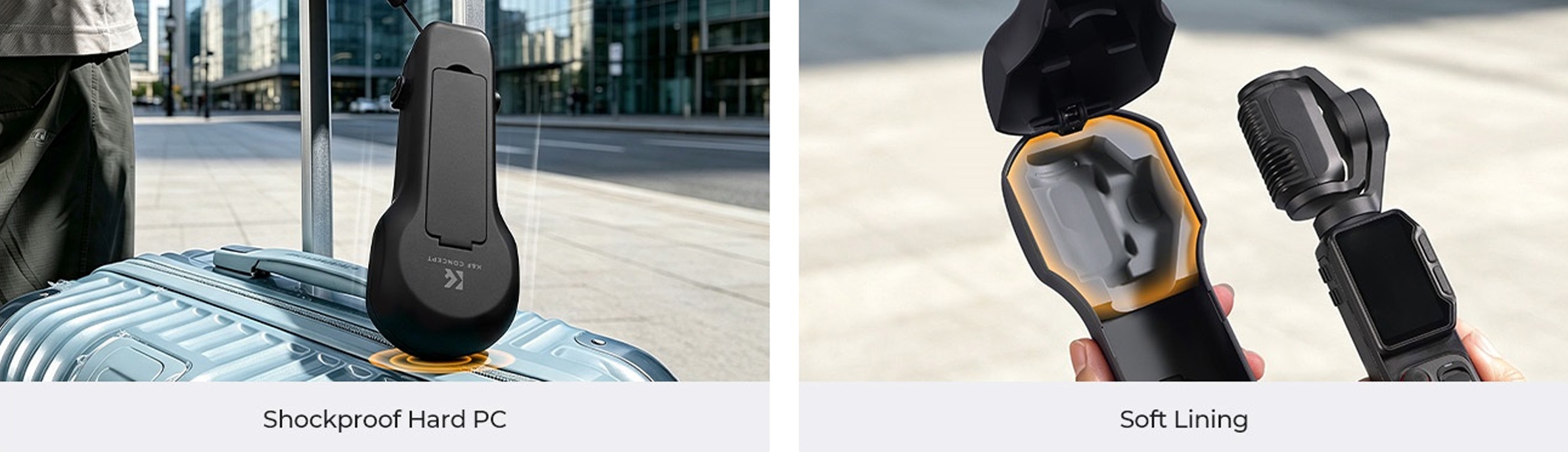 Pevná polykarbonátová skořepina a měkká vnitřní výstelka pouzdra pro Insta360 Luna Ultra
