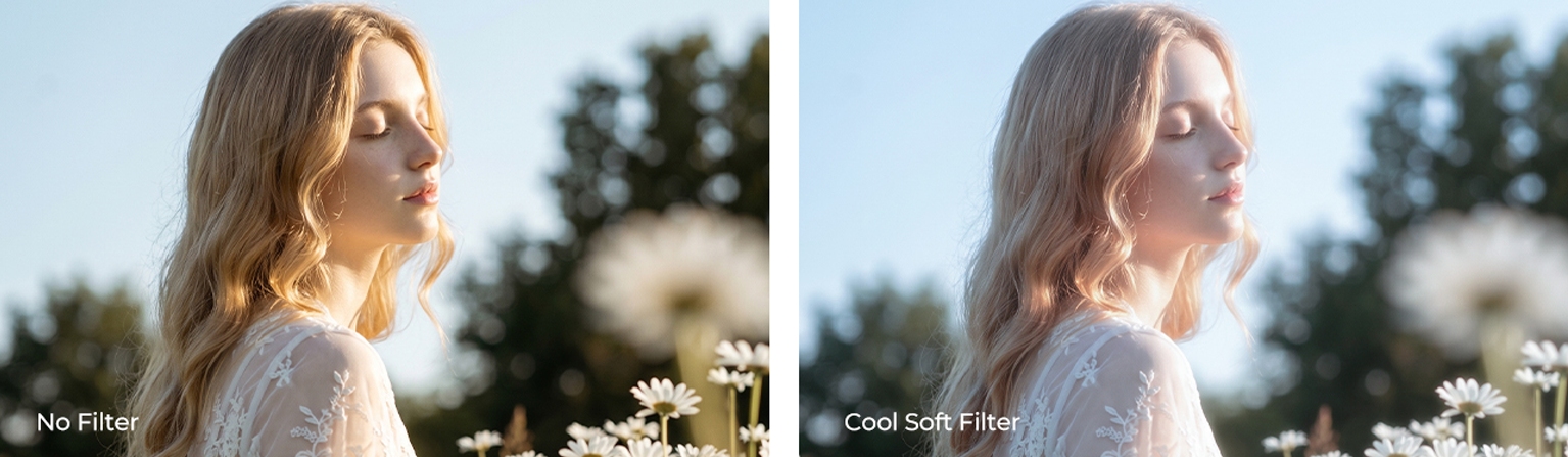 Porovnání obrazu bez filtru a s KF Concept Cool Light Soft filtrem