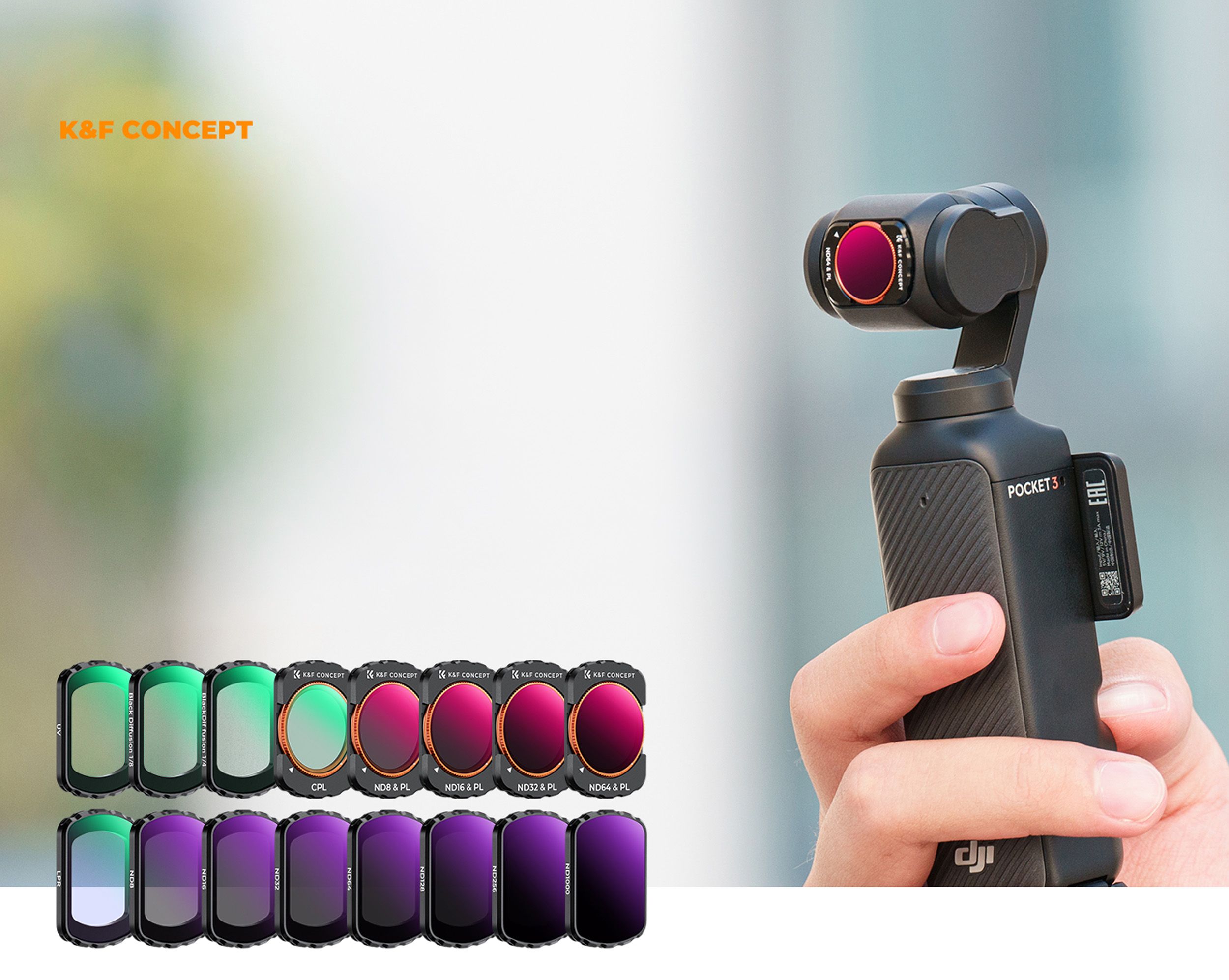 Sada 16 magnetických filtrů K&F Concept pro DJI Osmo Pocket 4 a 3