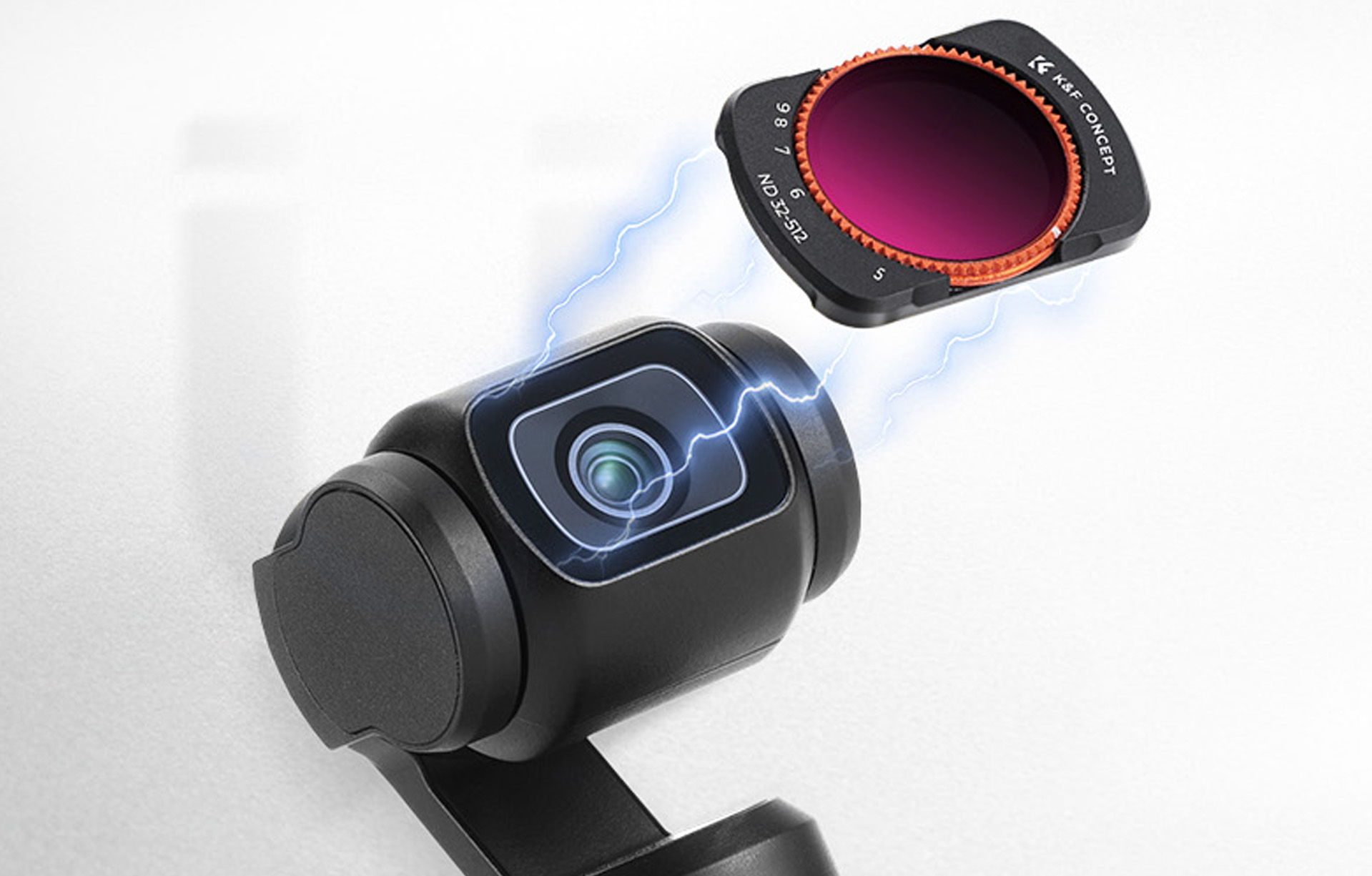 Magnetické nasazení variabilního filtru ND32–512 na objektiv DJI Osmo Pocket