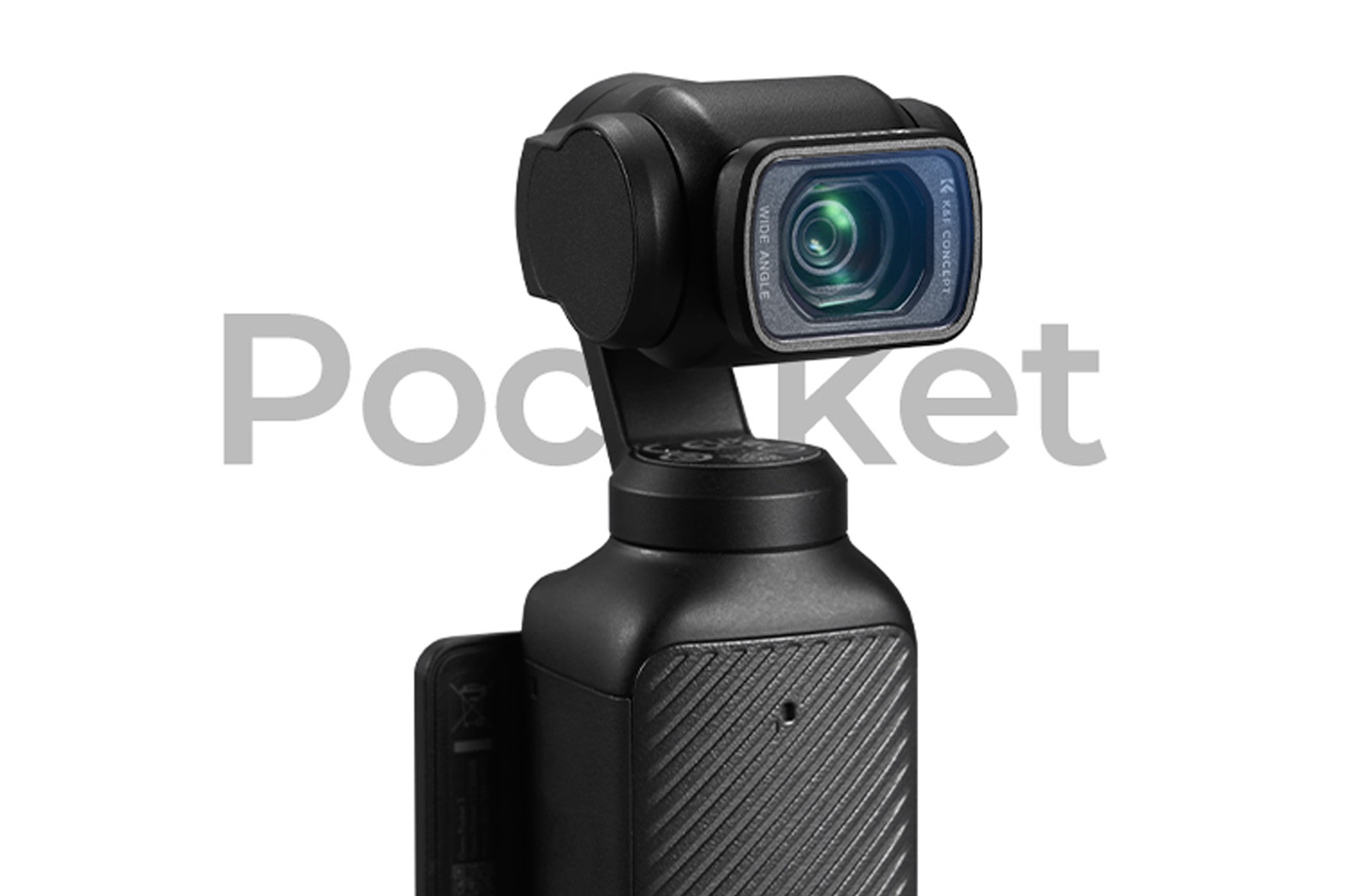 Detail širokoúhlé předsádky K&F Concept nasazené na kameře DJI Osmo Pocket