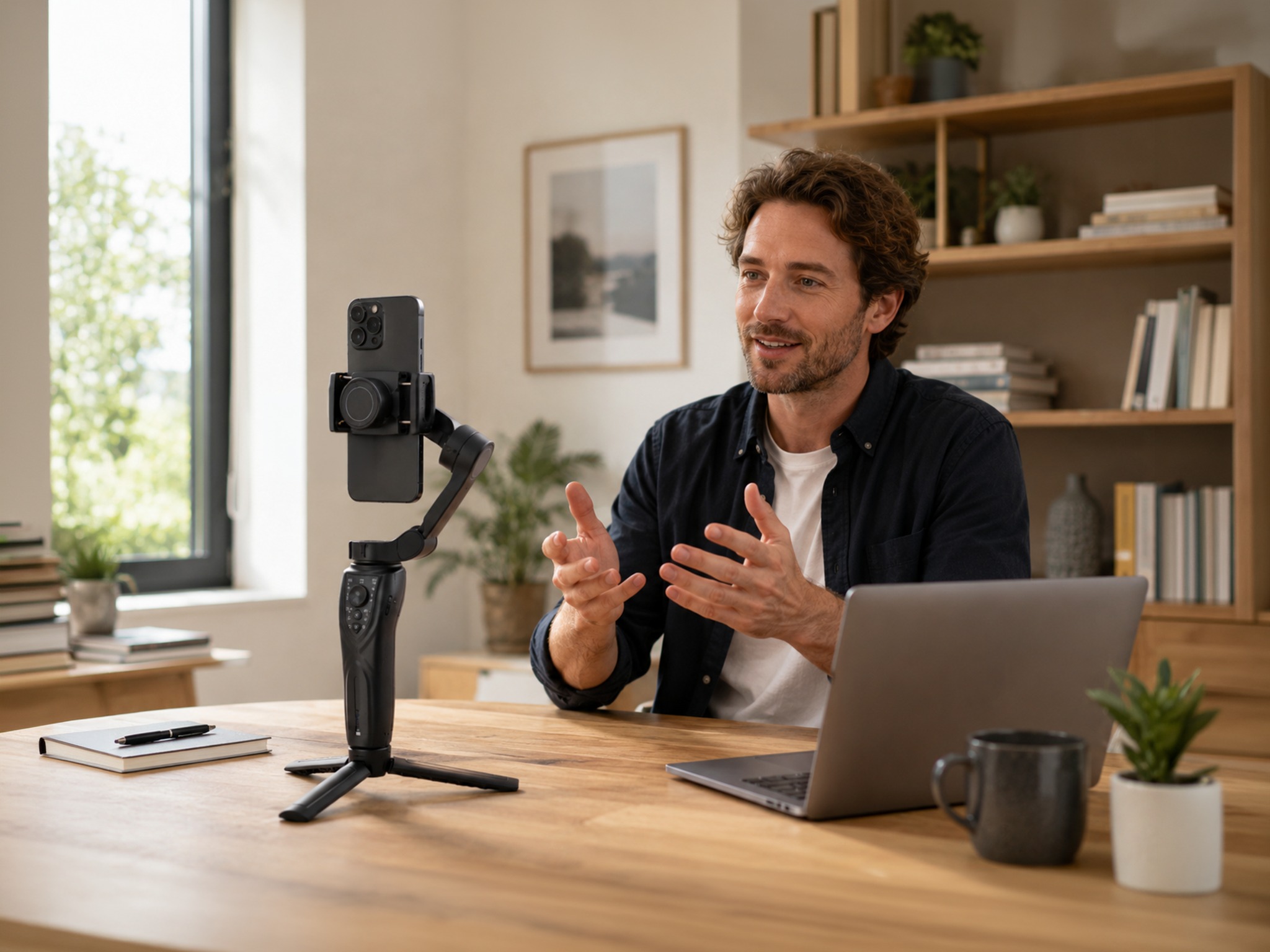 LENSBOT MotionX-ULTRA na stativu při natáčení u stolu