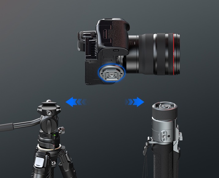 Wechsel der Kamera zwischen Kopf und SmallRig TRIBEX PRO Monopod