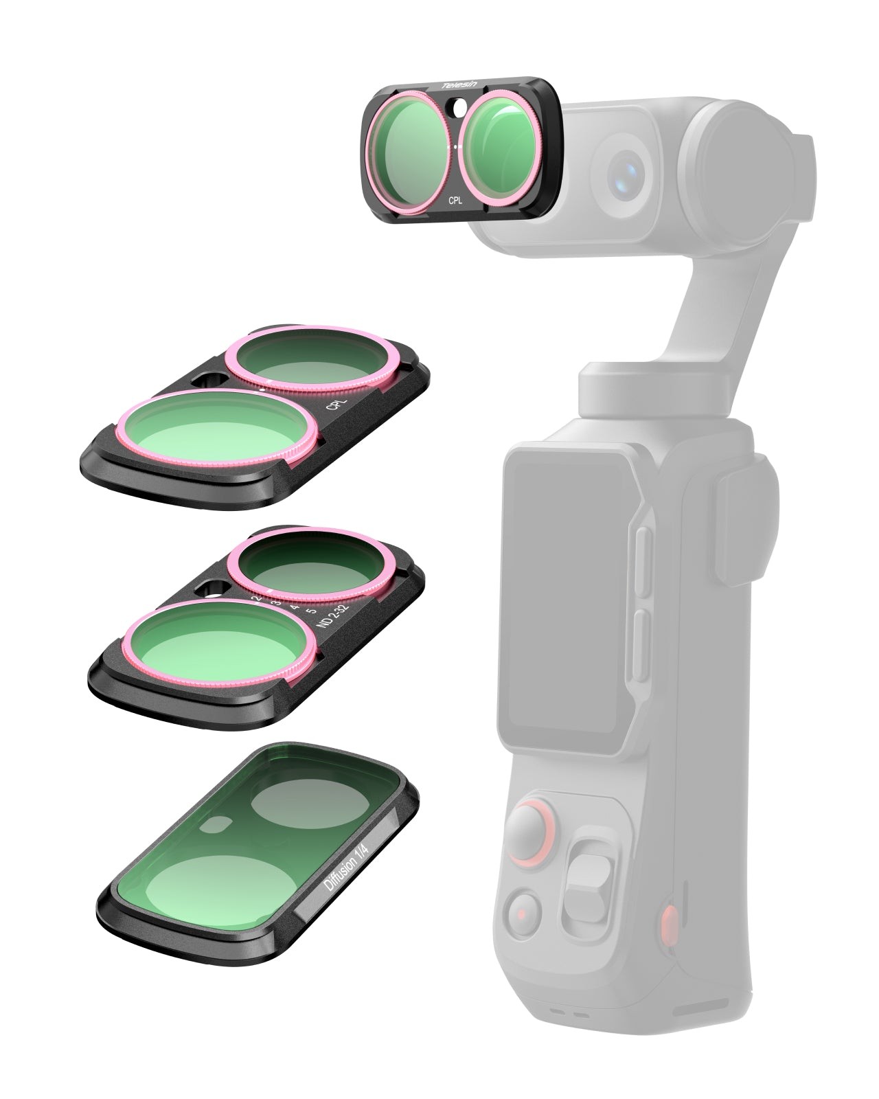 TELESIN sada CPL / VND2–32 / Black Diffusion 1/4 filtrů pro Insta360 Luna Ultra – detail 2
