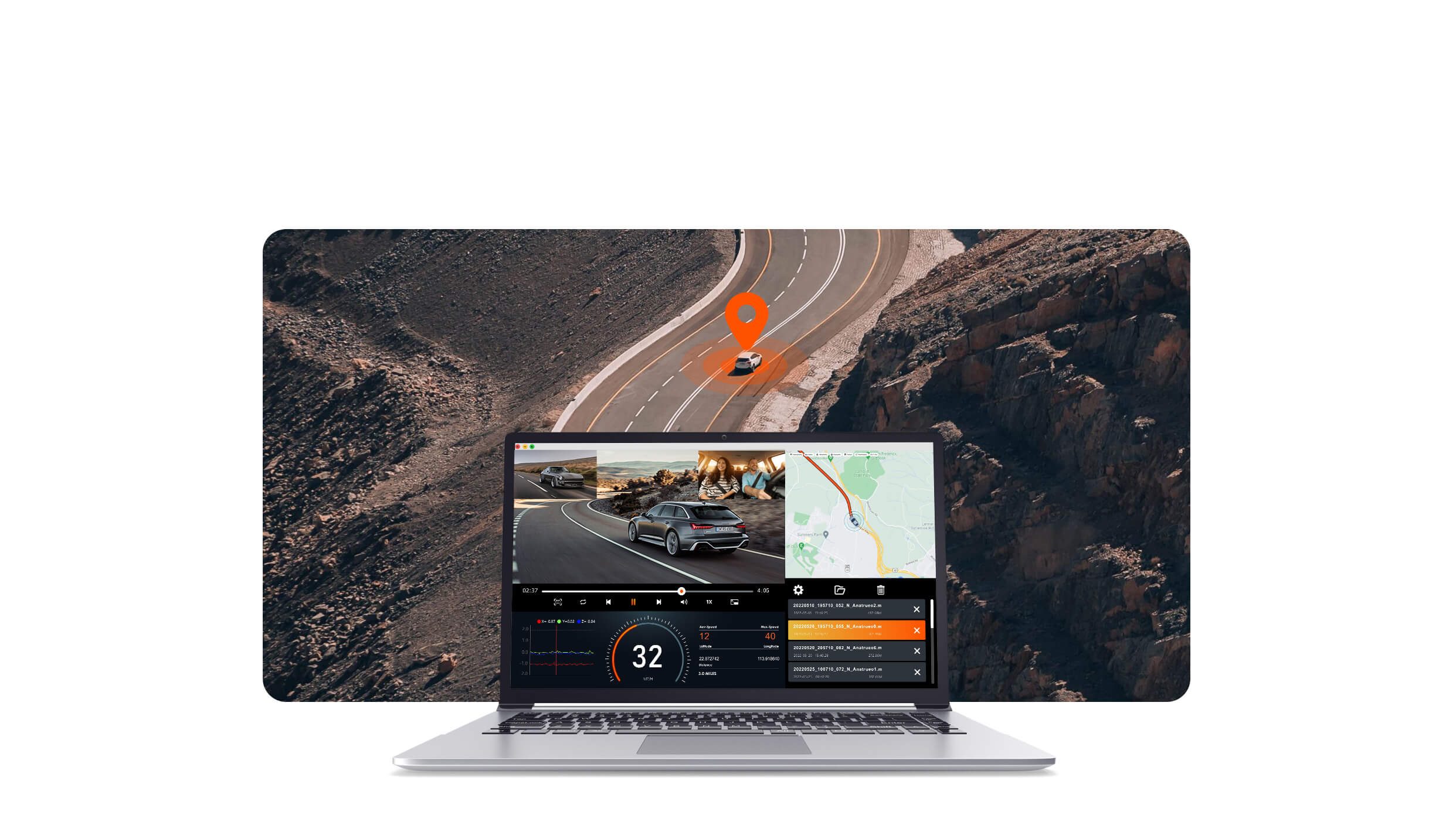 GPS záznam trasy a rychlosti ve Vantrue Player