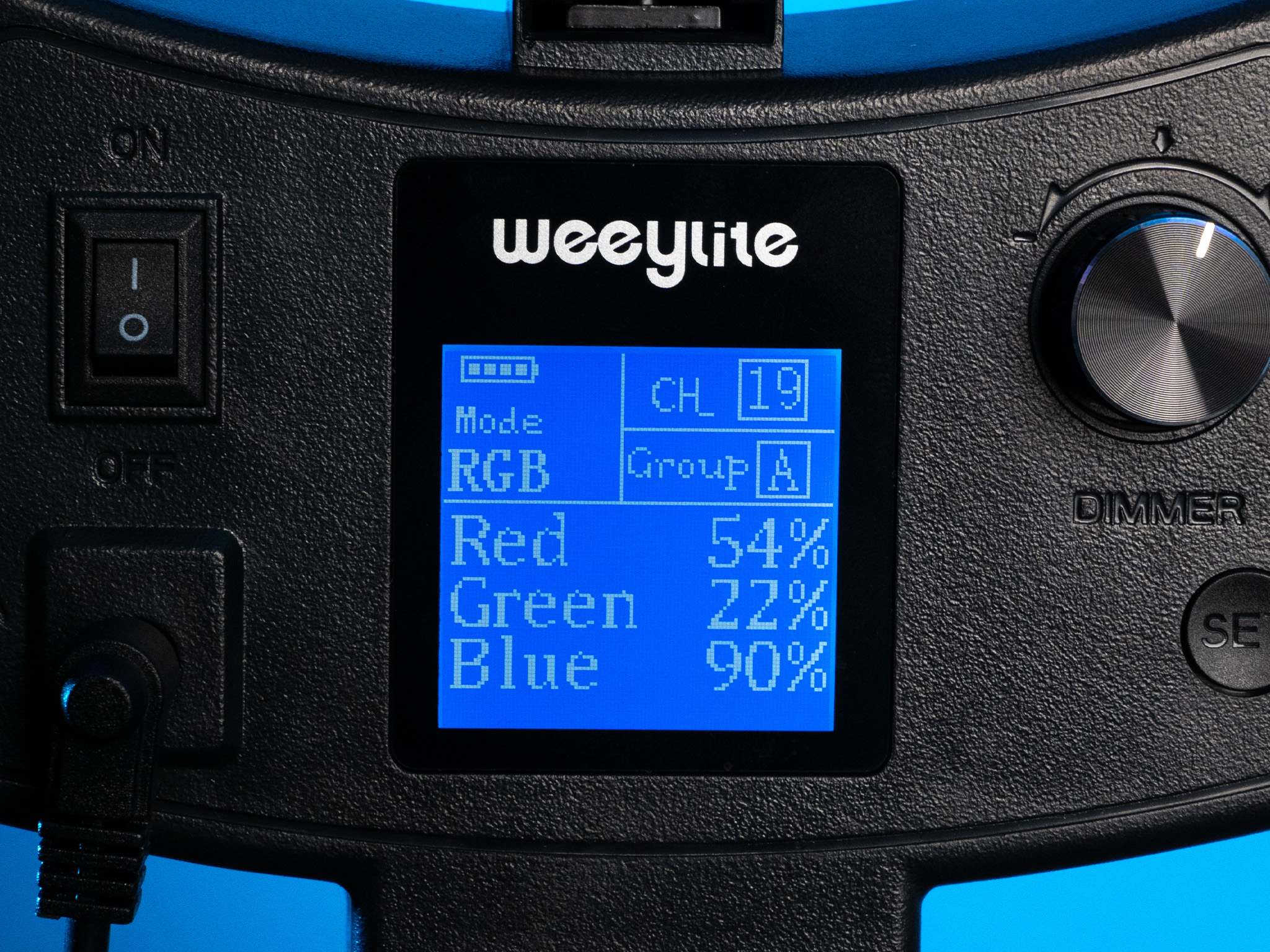 RGB-Modus auf dem LCD: Rot, Grün und Blau einzeln regeln