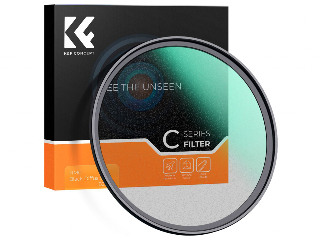 K&F Concept C-Serie Black Diffusion 1, ultradünner Filter mit mehrschichtiger grüner Beschichtung (82 mm)  KF01.2233
