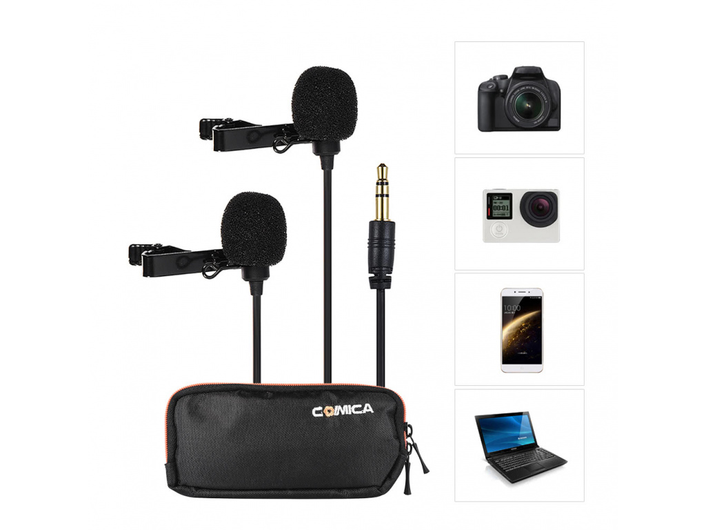Comica Audio CVM-D02 duálne klopový mikrofón pre mobil aj kameru (4,5m) -  FILM-TECHNIKA