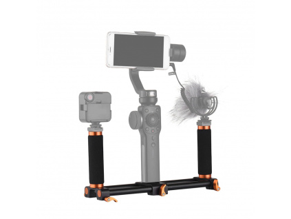 Andoer Stabilizer Dual Handheld Grip Bracket Kit Gimbal Handle 1 4 Inch Screw Mounts Extended Handle (2)a