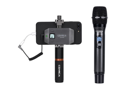 CoMica CVM WS50H Handheld Wireless Microphone for Smartphone 6Channels 60M Working Range Precise Control Video Interview (2)