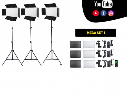 3 szt. filmowych lamp wideo Viltrox VL-D640T - KIT lamp, statywów i akcesoriów