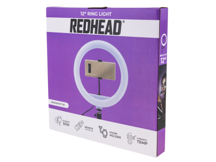 Kruhové ring light světlo 12" (30cm) + stativ a ovladač REDHEAD FT-30